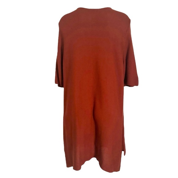 EILEEN FISHER WOMAN PAPRIKA ORANGE SLEEK TENCEL LINKS KNIT HIGH LOW SWEATER 1X - Picture 3 of 6